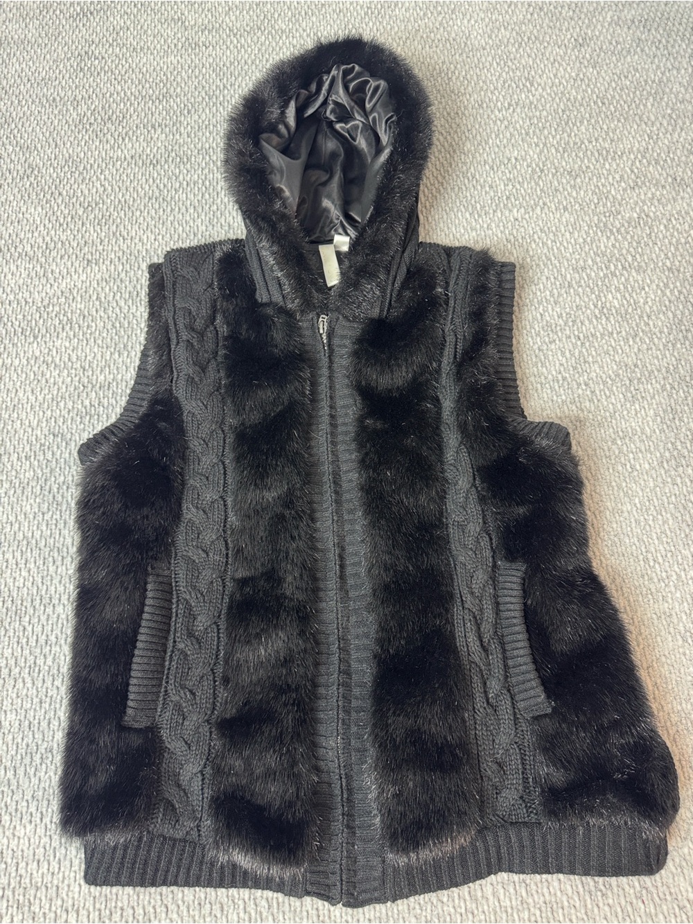 Fall Fur Sweater Vest Sz S Black